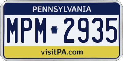 PA license plate MPM2935