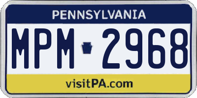 PA license plate MPM2968