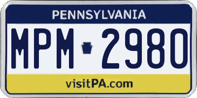 PA license plate MPM2980