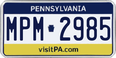 PA license plate MPM2985