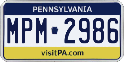 PA license plate MPM2986