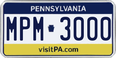 PA license plate MPM3000