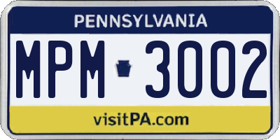 PA license plate MPM3002