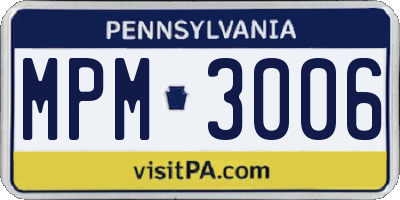 PA license plate MPM3006