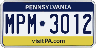 PA license plate MPM3012