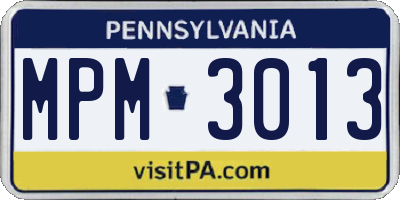 PA license plate MPM3013