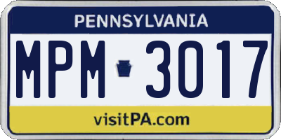 PA license plate MPM3017