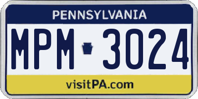 PA license plate MPM3024