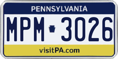 PA license plate MPM3026