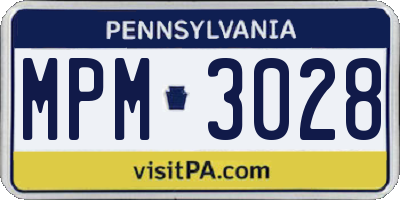 PA license plate MPM3028