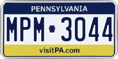 PA license plate MPM3044