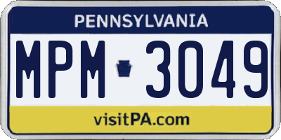 PA license plate MPM3049