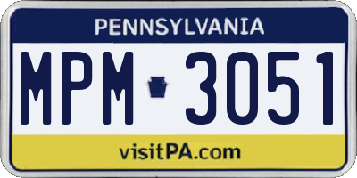 PA license plate MPM3051