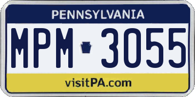 PA license plate MPM3055