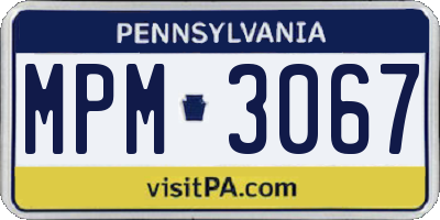 PA license plate MPM3067