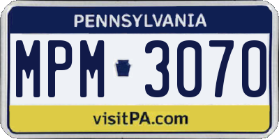 PA license plate MPM3070