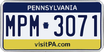 PA license plate MPM3071
