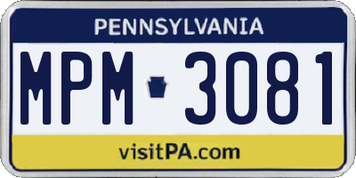 PA license plate MPM3081