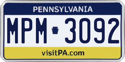 PA license plate MPM3092