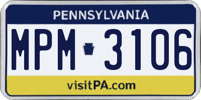 PA license plate MPM3106