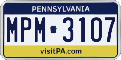 PA license plate MPM3107