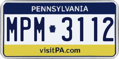 PA license plate MPM3112
