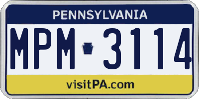 PA license plate MPM3114
