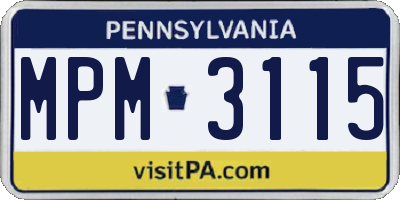 PA license plate MPM3115
