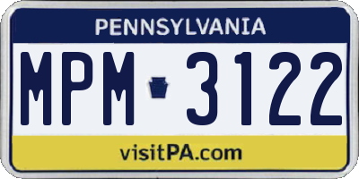 PA license plate MPM3122