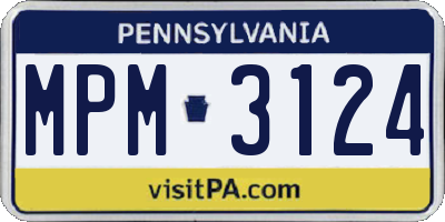 PA license plate MPM3124