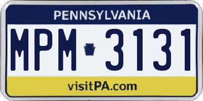 PA license plate MPM3131