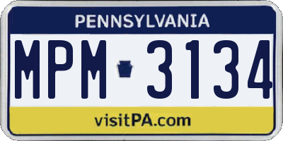 PA license plate MPM3134