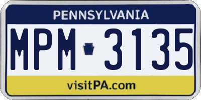PA license plate MPM3135