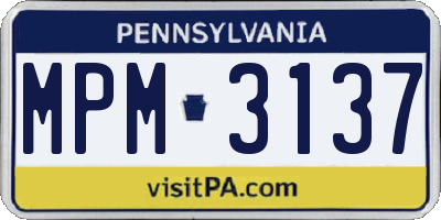 PA license plate MPM3137