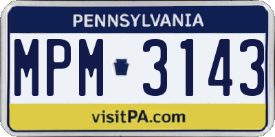 PA license plate MPM3143