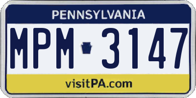 PA license plate MPM3147