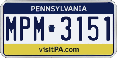 PA license plate MPM3151