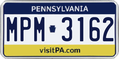 PA license plate MPM3162