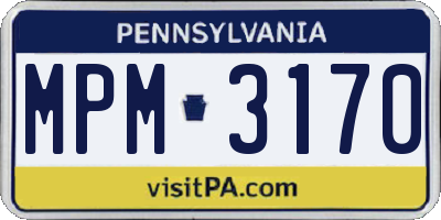 PA license plate MPM3170