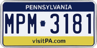 PA license plate MPM3181