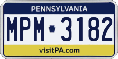 PA license plate MPM3182