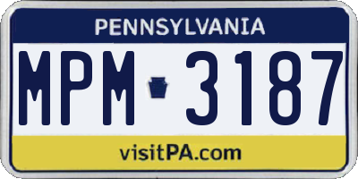 PA license plate MPM3187