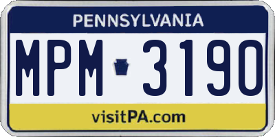 PA license plate MPM3190