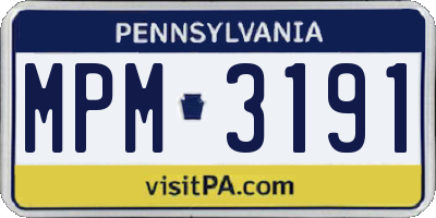 PA license plate MPM3191