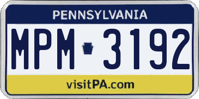 PA license plate MPM3192