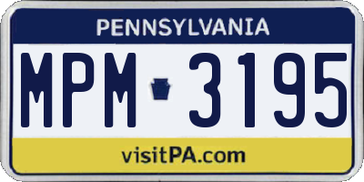 PA license plate MPM3195