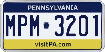 PA license plate MPM3201