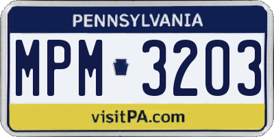 PA license plate MPM3203