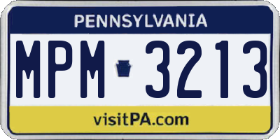PA license plate MPM3213