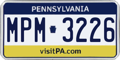 PA license plate MPM3226